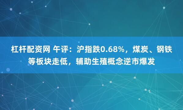 杠杆配资网 午评：沪指跌0.68%，煤炭、钢铁等板块走低，辅助生殖概念逆市爆发